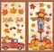 6 Sheets Fall Window Clings Watercolor Truck Pumpkin Maple Leaves
